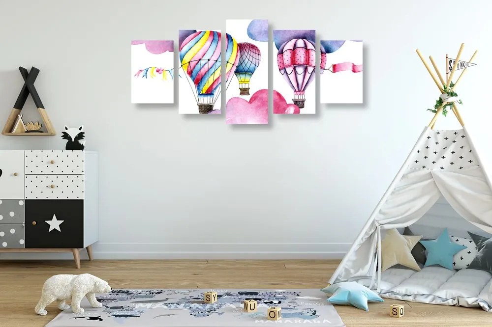 Quadri 5 pezzi – Palloncini nel vento
