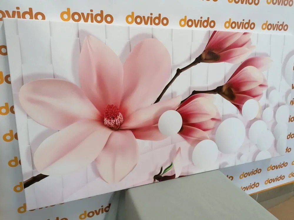 Stampa su tela – Magnolia con elementi astratti