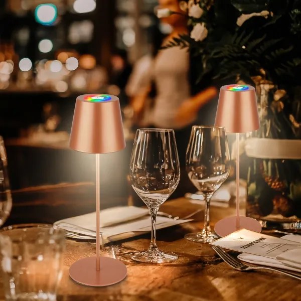 Briloner 7510013 - Lampada da tavolo dimmerabile LED RGB CALIDA, 2,5 W/5 V, IP44, batteria 1200 mAh, finitura bronzo