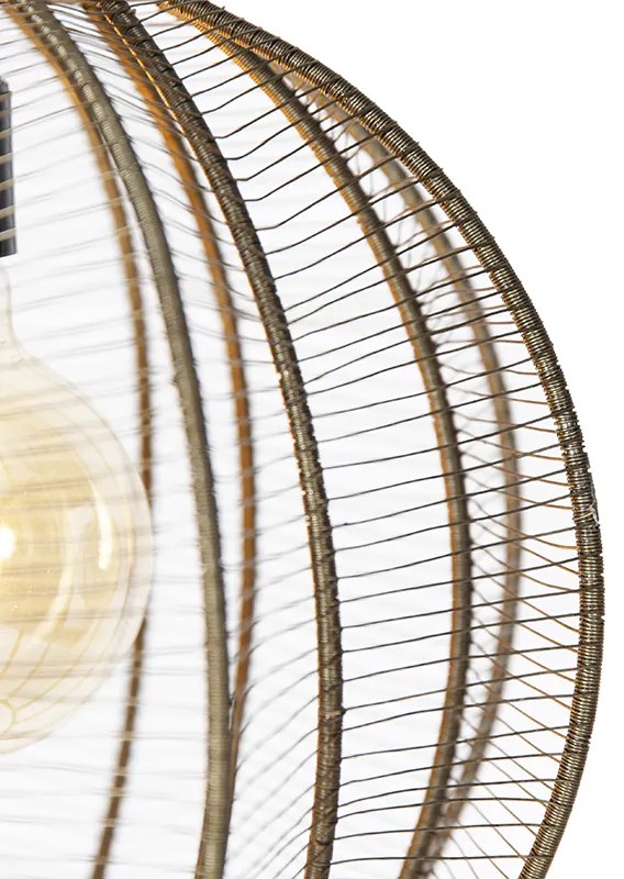 Lampada a sospensione industriale bronzo con 3 luci allungate nere - Dong