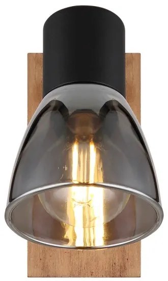 Globo 54307-1W - Faretto da parete CLAUDE 1xE14/40W/230V nero/legno