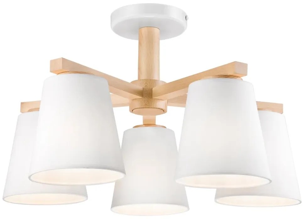 Plafoniera ELLIE 5xE27/60W/230V bianco/rovere