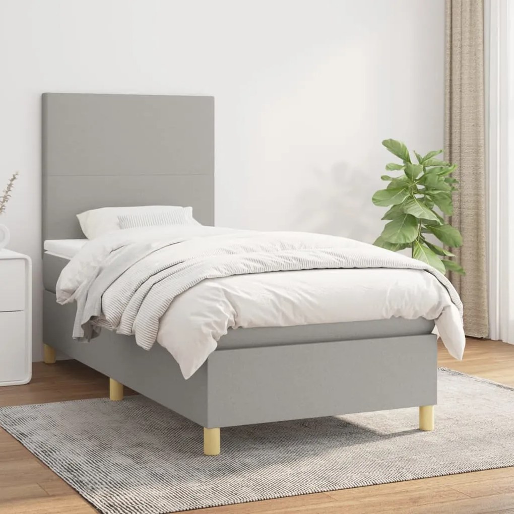Giroletto A Molle Con Materasso Grigio Chiaro 80x200 Cm Tessuto /