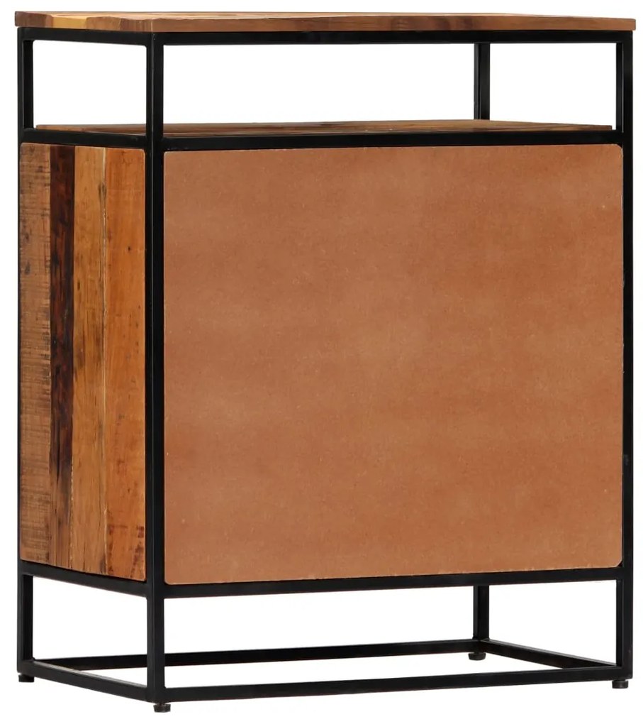 Credenza 60x35x76 cm in legno massello di recupero e acciaio