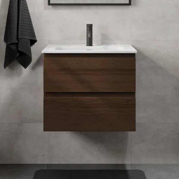 Mobile da bagno con lavabo CONOR 61 cm noce/bianco