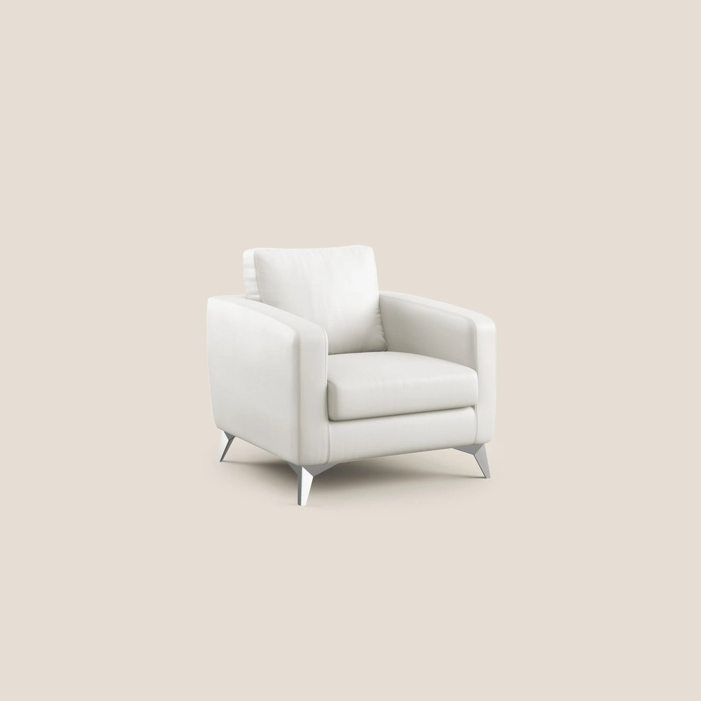 Orione Poltroncina in ecopelle moderna e impermeabile T04 bianco
