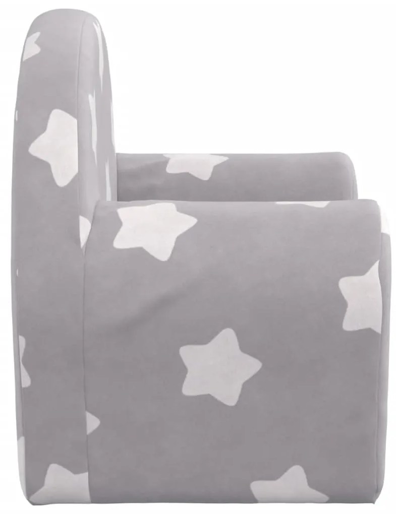 Divano per bambini grigio chiaro con stelle in morbido peluche