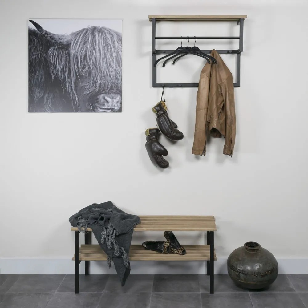 Attaccapanni da parete nero/di colore naturale in metallo con scaffale 71 cm Rizzoli – Spinder Design
