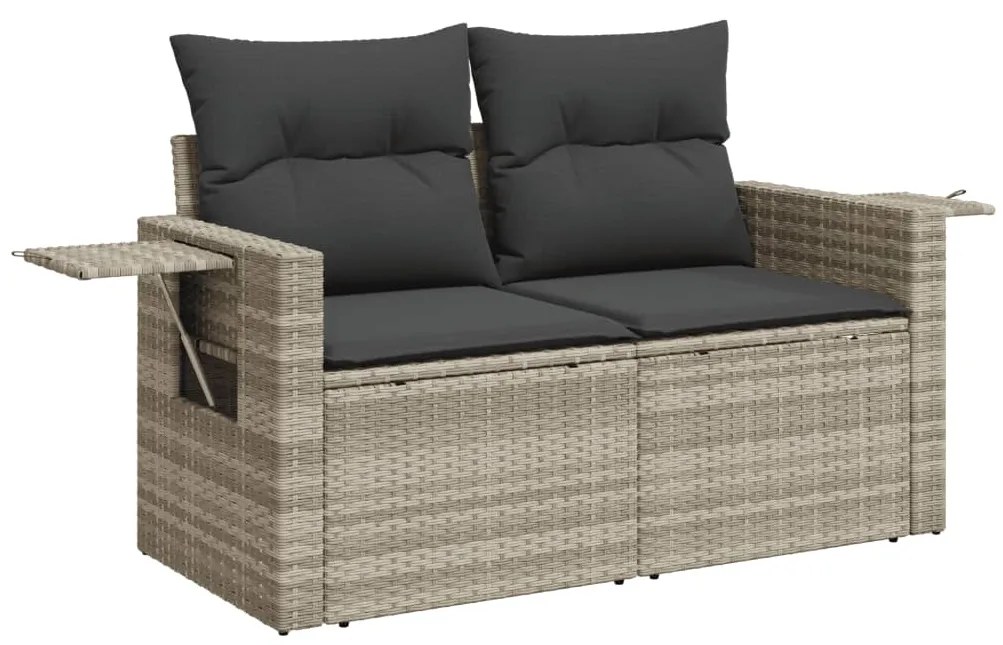 Set divano giardino 10 pz con cuscini grigio chiaro polyrattan