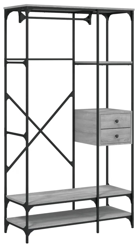 Armadio cassetti grigio sonoma 100x40x180 cm legno multistrato