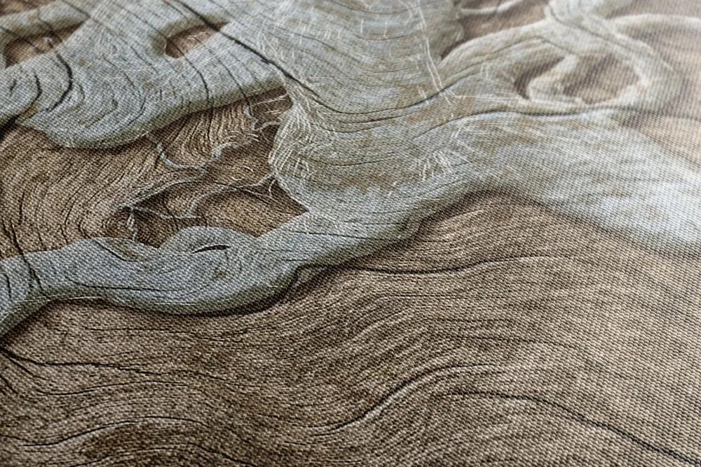 Quadro su tela – Albero astratto su legno in tonalità beige