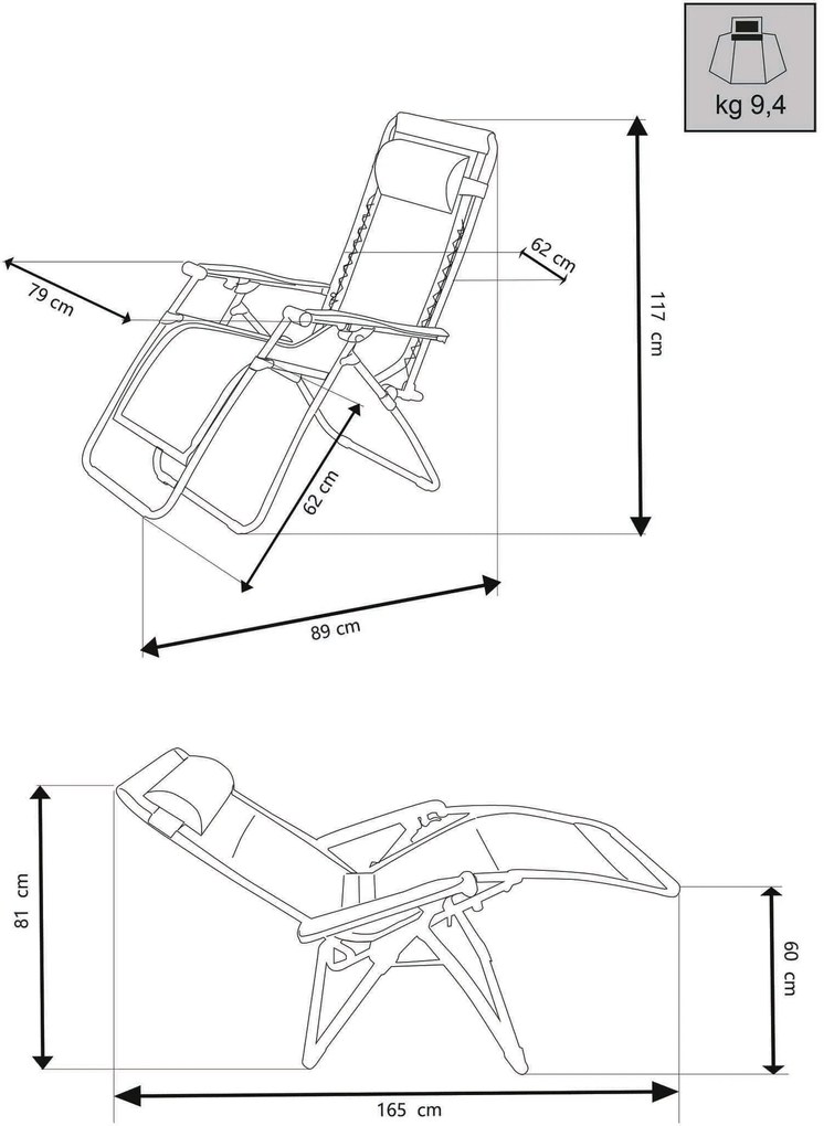 DIVES XL - sdraio pieghevole xl struttura in acciaio