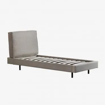 Letto Imbottito Ketia Tessuto Grigio Talpa Chiaro & 90 X 190 Cm - Sklum