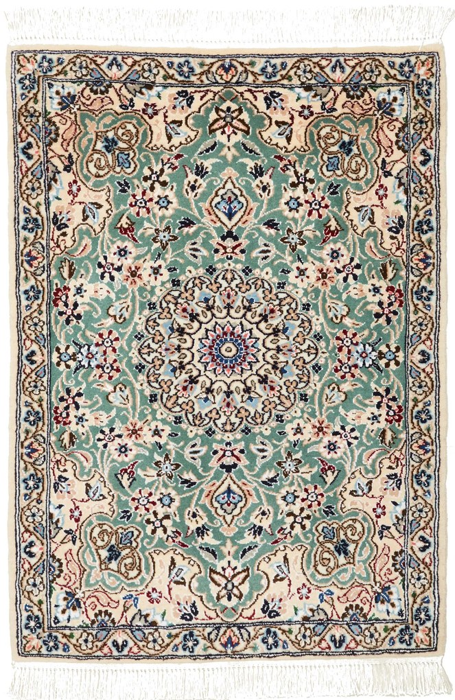 Nain Tappeto 90 x 60 Verde (Iran) Annodato A Mano