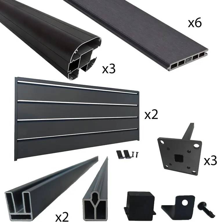 Recinzione 2 pannelli in alluminio Himya antracite H 180 cm