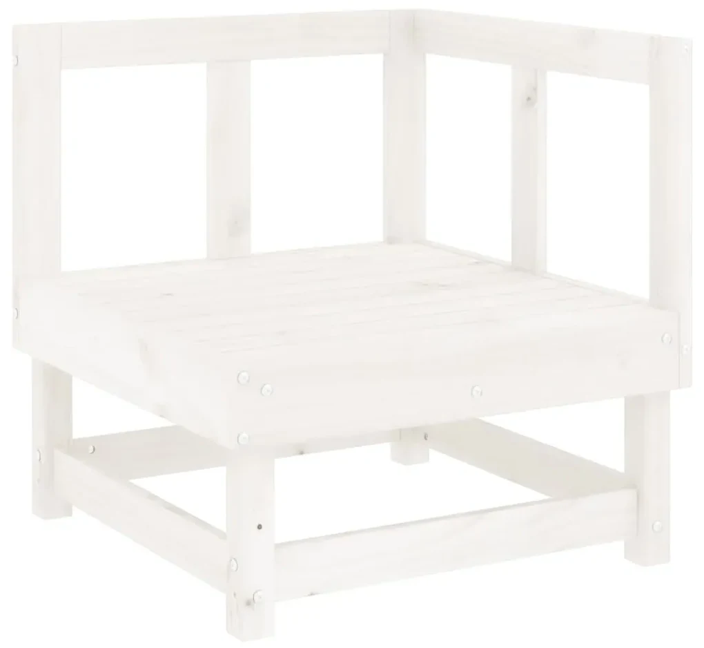 Set salotto da giardino 7 pz bianco in legno massello di pino