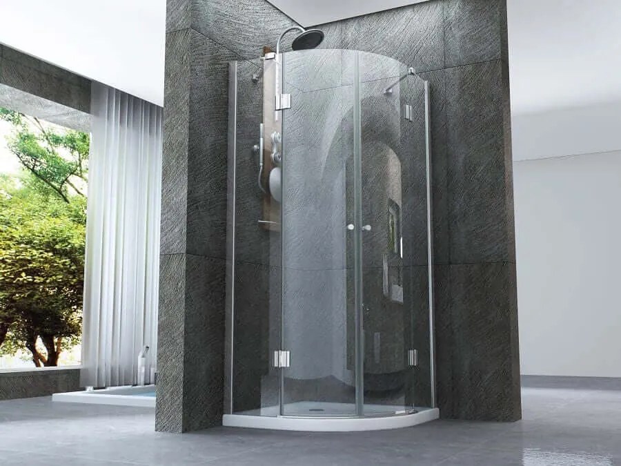 Box Doccia 90x90 Semicircolare H195 Trasparente 8mm Doppia Anta Battente - Leo