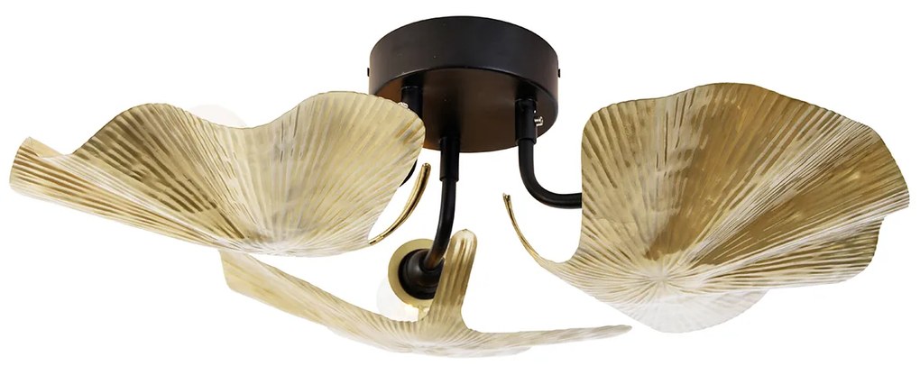 Plafoniera orientale in ottone con nero 3 luci - Louka