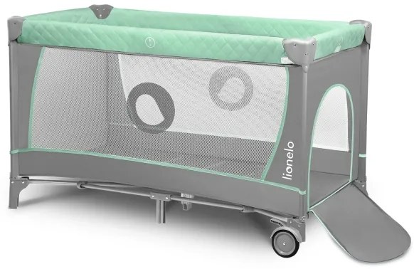 Lionelo - Lettino da viaggio FLOWER Turchese