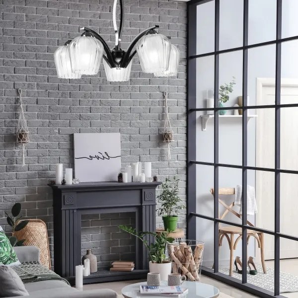 Lampadario su palo PAULA 5xE27/60W/230V nero