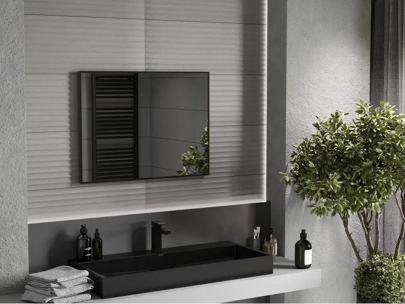 Mexen Loft specchio da bagno rettangolare 80 x 60 cm, cornice nera - 9852-080-060-000-70