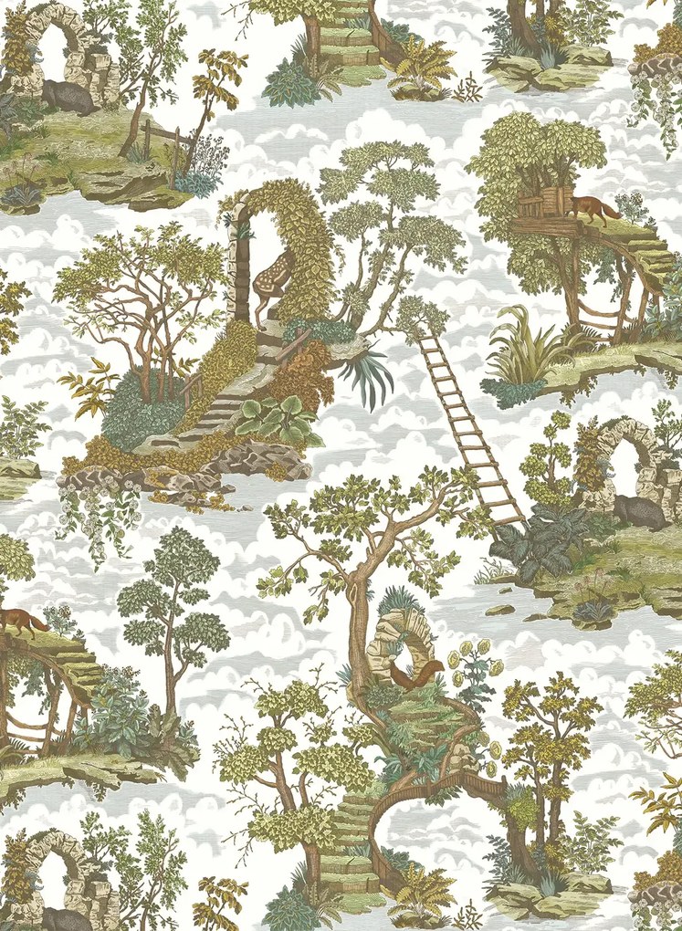 Josephine Munsey Carta da parati Islet Hoping - Olive and Blue
