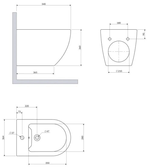 OMNIRES OTTAWACMBIBP - Bidet sospeso OTTAWA in ceramica, bianco lucido