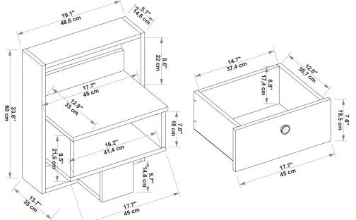 Comodino SNEKER 60x48,6 cm beige/pino atlantic