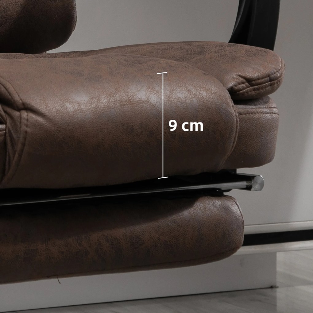 Poltrona da Ufficio 65x70x111-119 cm con Telecomando e 6 Punti di Massaggio in Microfibra Marrone...