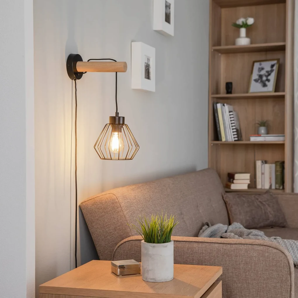 Applique a gabbia Envostar Urs, rovere oliato
