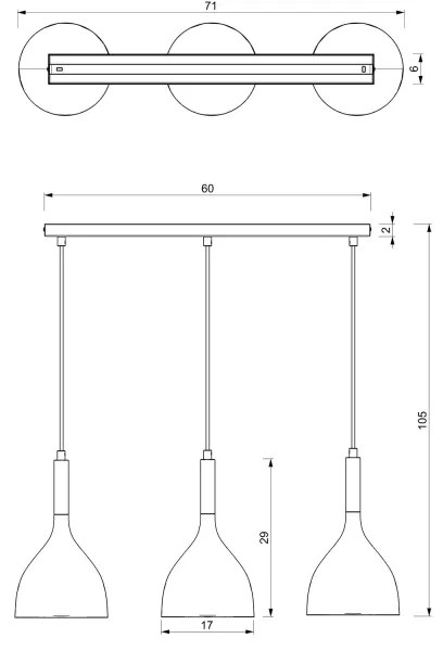 Lampadario a sospensione con filo NOAK 3xE27/15W/230V bianco/cromo
