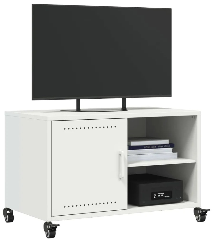 Mobile tv bianco 68x39x43,5 cm in acciaio laminato a freddo