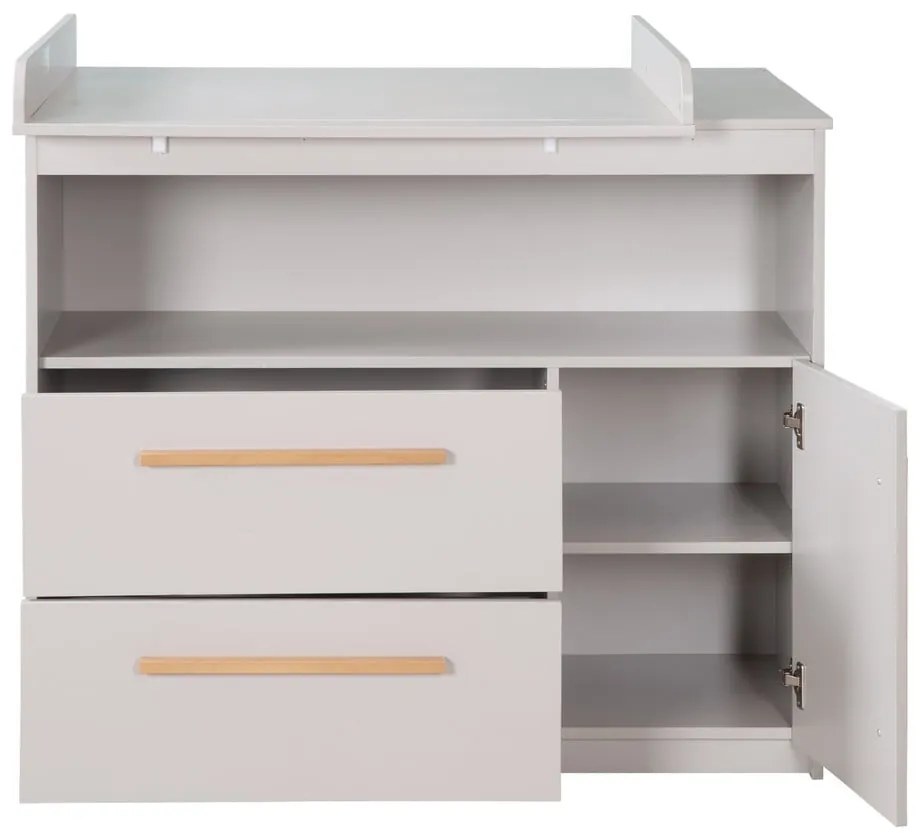 Cassettiera per bambini grigio chiaro con fasciatoio 107x98x75 cm Lea – Roba
