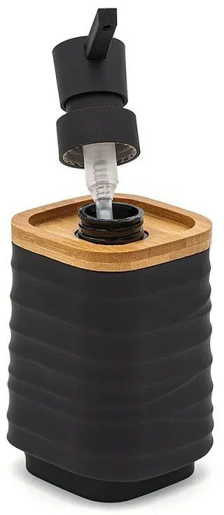 Dispenser sapone da appoggio nero in abs e bambù Wave