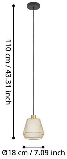 Eglo 900896 - Lampadario a sospensione con filo CIUDADELA 1xE27/40W/230V