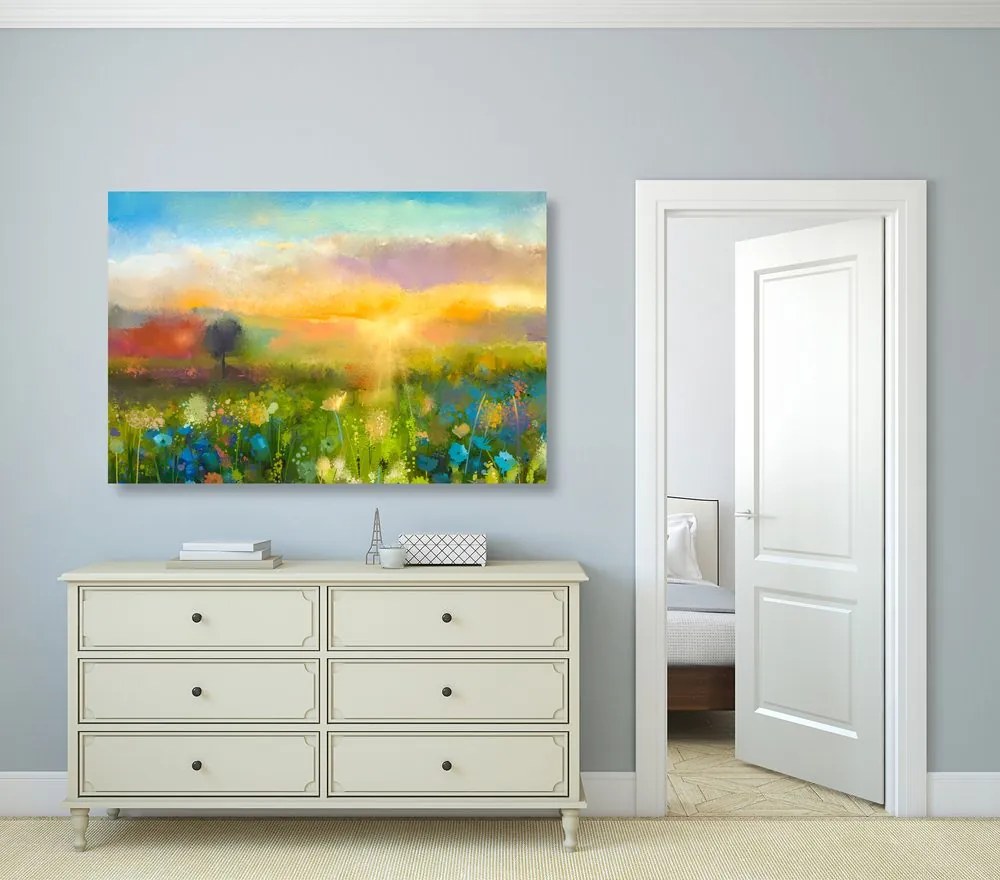 Quadro su tela – Pittura a olio di fiori di campo