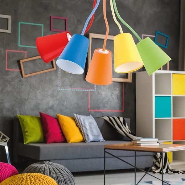 Lampadario a sospensione con supporto rigido WIRE COLOUR 5xE27/60W/230V