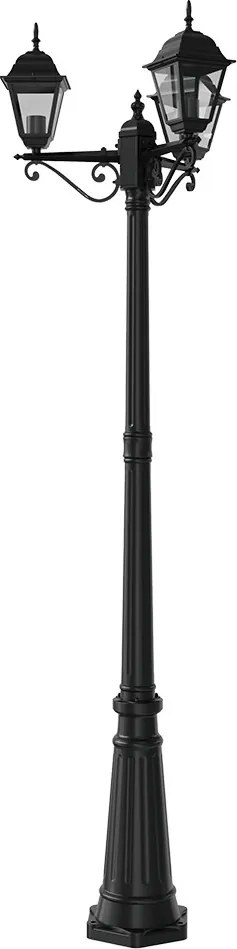 Lampione Storico con 3 Lanterne 200cm E27 IP54 Nero - Serie ALFIERI