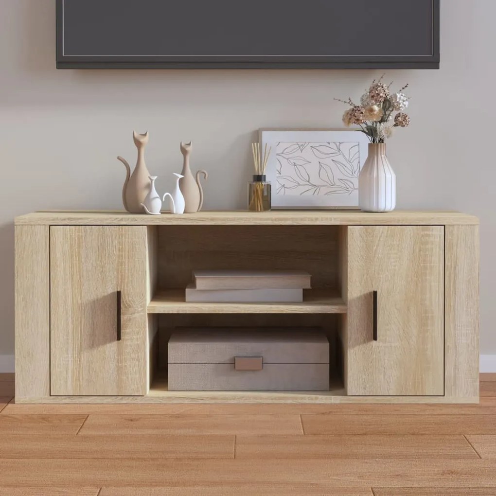 Mobile Per Tv Rovere Sonoma 100x35x40 Cm Legno Multistrato /