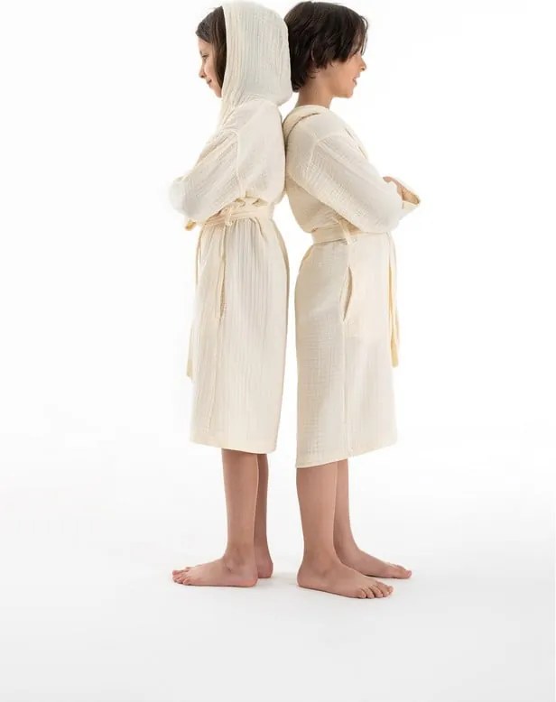 Accappatoio per bambini color crema in mussola 5-6 anni Muslin – Foutastic