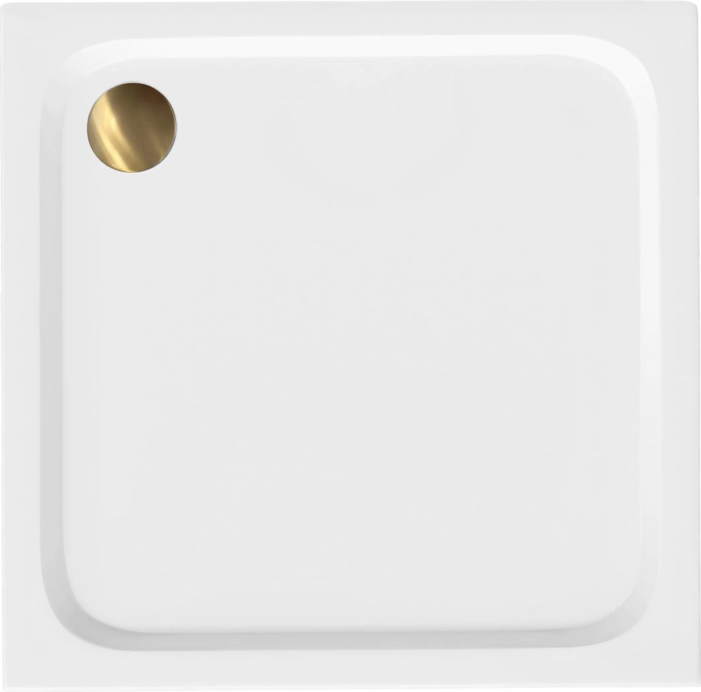 Piatto doccia acrilico Rea Belmond White 80x80 Brush Gold