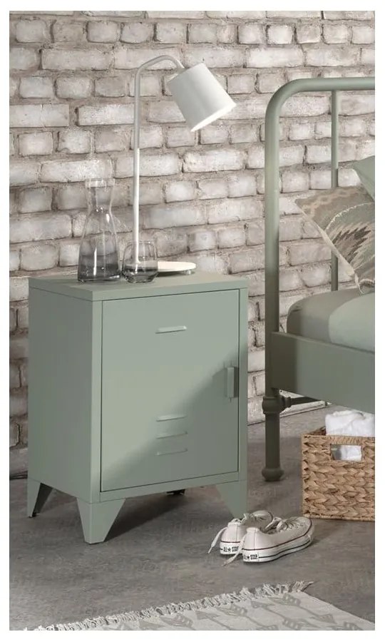 Comodino in metallo verde Bronxx - Vipack
