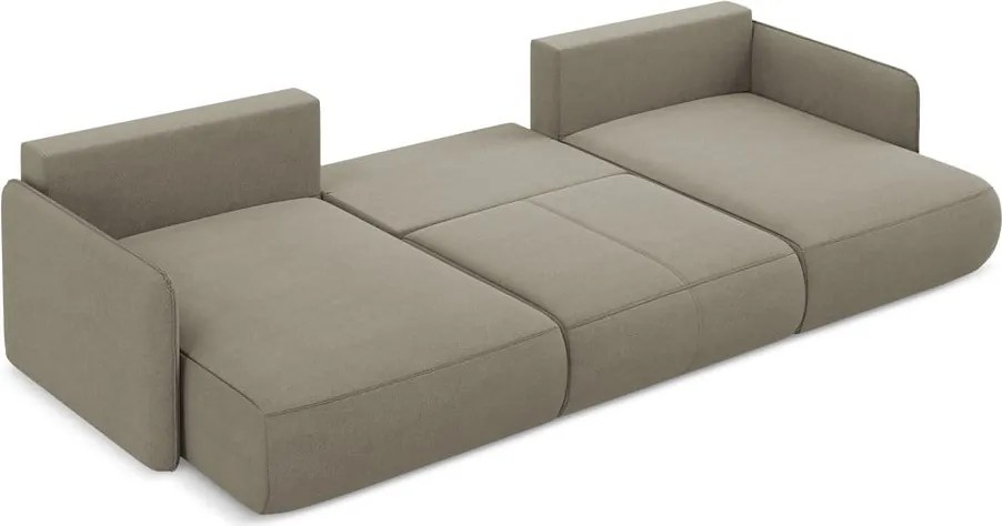 Divano angolare beige allungabile/con contenitore Nanea – Makamii