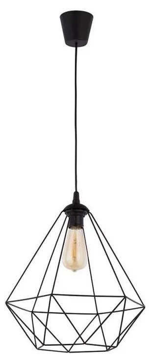 Lampadario a sospensione con filo DIAMOND 1xE27/60W/230V nero