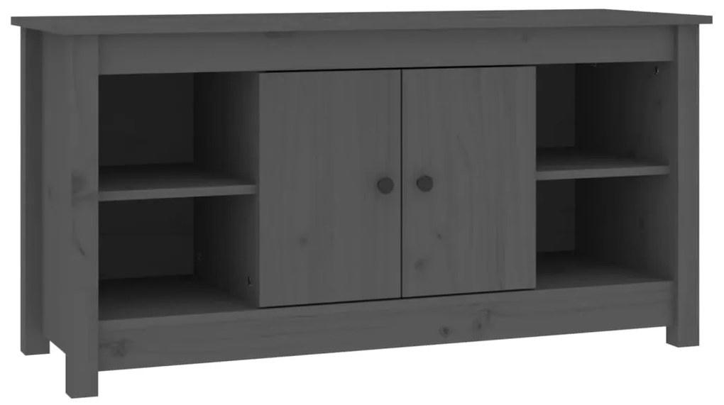 Mobile porta tv grigio 103x36,5x52 cm in legno massello di pino