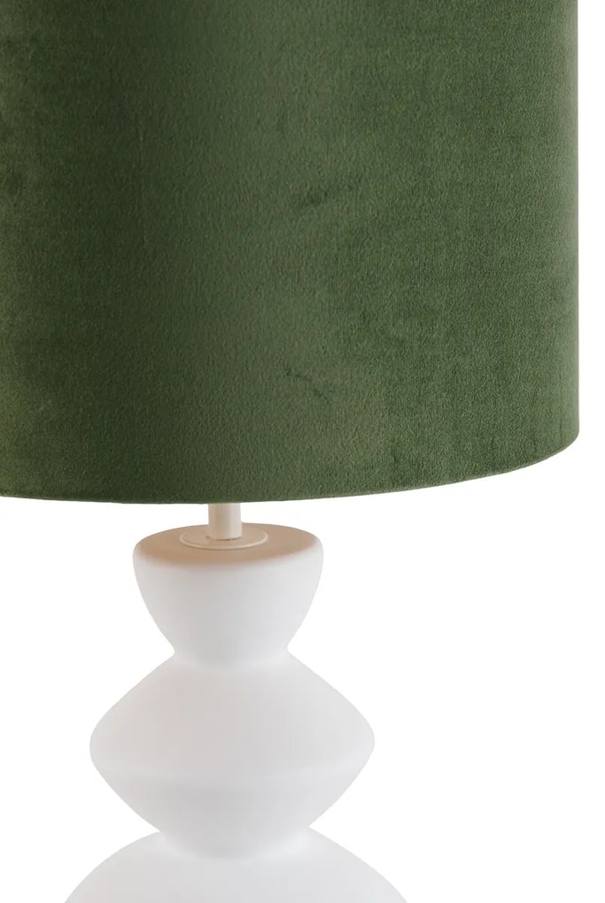 Lampada da tavolo di design con paralume in velluto bianco verde con oro 25 cm - Alisia