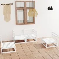 Set Divani da Giardino 4 pz Bianco in Legno Massello di Pino 3075380