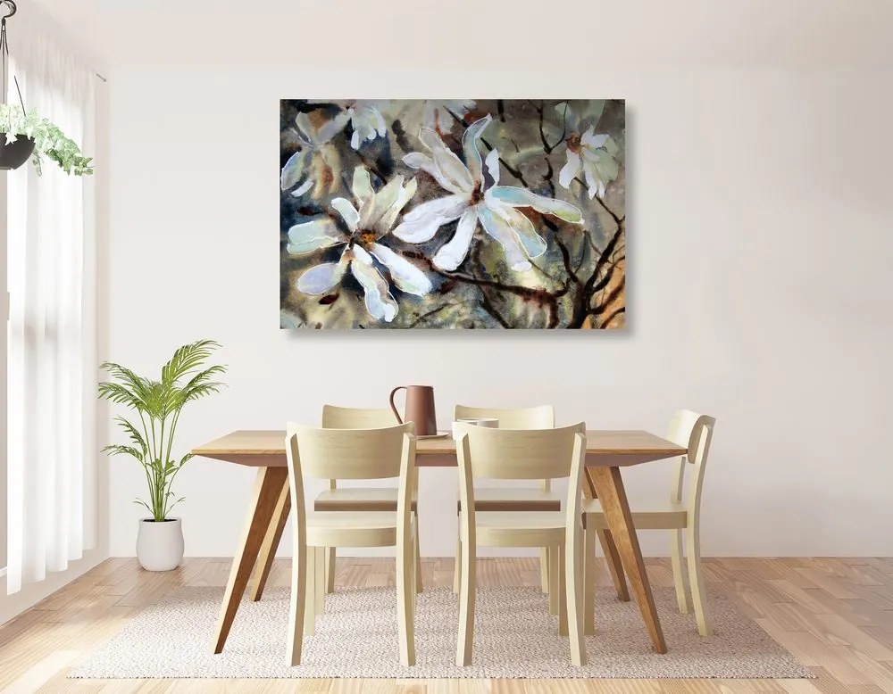 Quadro su tela – Albero acquerellato in fiore