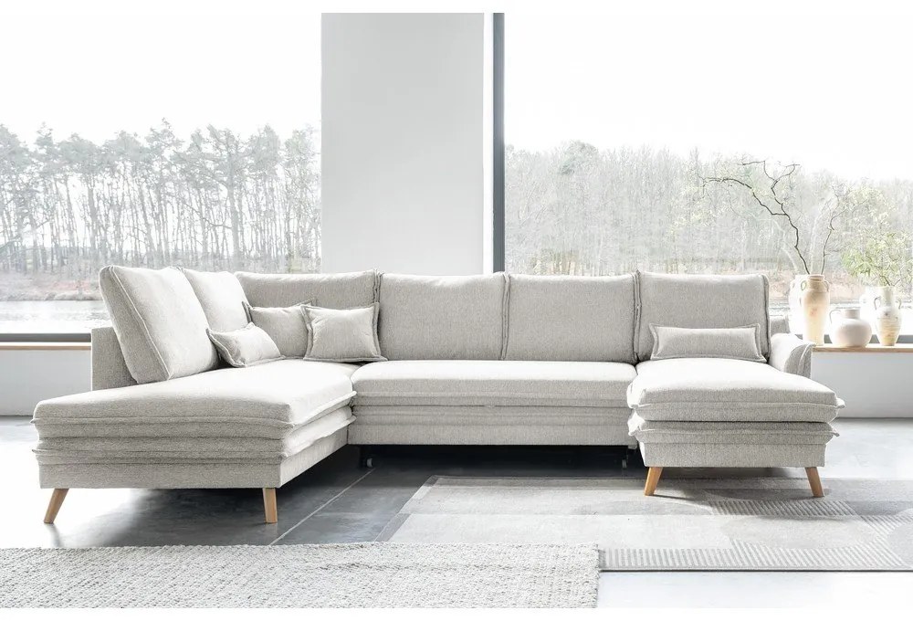 Divano letto angolare beige (angolo sinistro/"U") Charming Charlie - Miuform