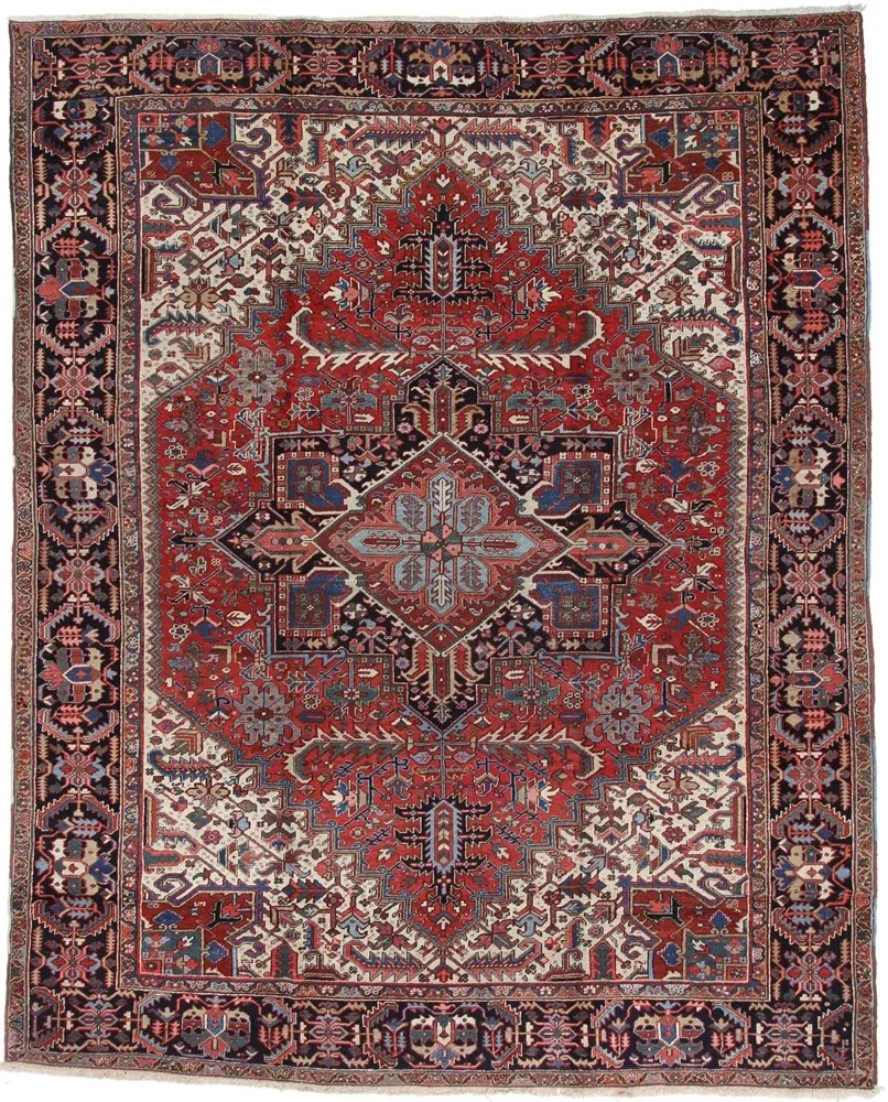 Heriz Tappeto 300 x 370 Blu (Iran) Annodato A Mano